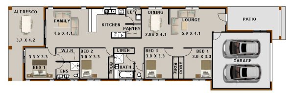Modern Narrow  lot zero lot house plan