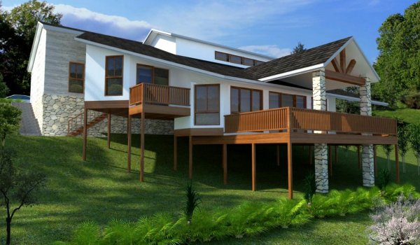 4 bed sloping land house plans